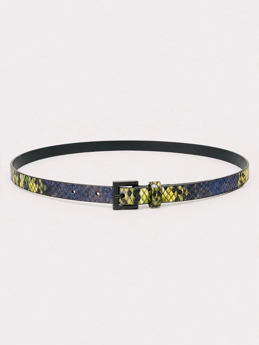 Joe Fresh Snake Print Belt Small Blue Green Yellow Vegan Leather Classic Thin